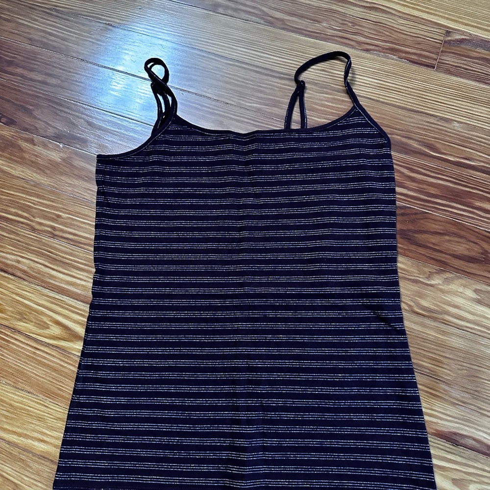 LOFT Burgundy and Silver  Striped Camisole
